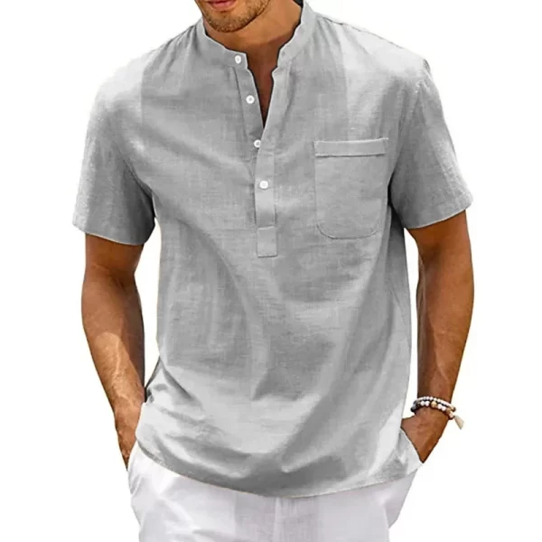 Verão masculino algodão manga curta camiseta - Image 4