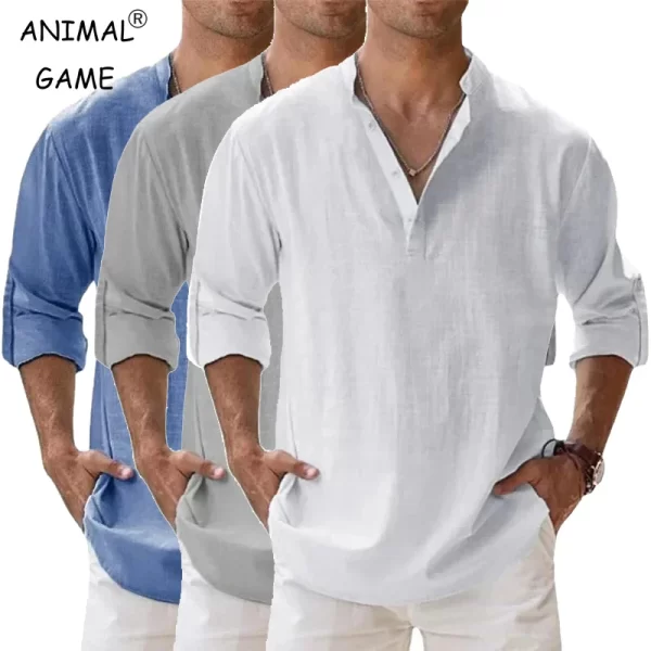 Camisas leves masculinas de manga comprida